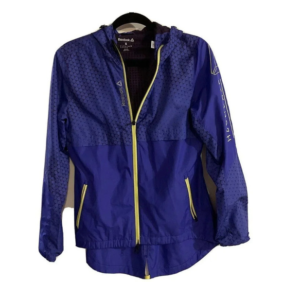 Reebok Purple Long Sleeve Zip Up Hooded Windbreaker Jacket Size‎ Small - Picture 1 of 5